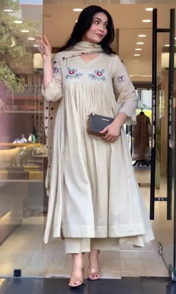 OffWhite_Designer_Pure_Mul_Roman_Kurti_with_Embroidered_Dupatta_For_Party