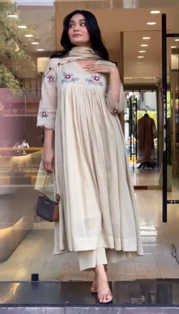 OffWhite_Designer_Pure_Mul_Roman_Kurti_with_Embroidered_Dupatta_For_Party