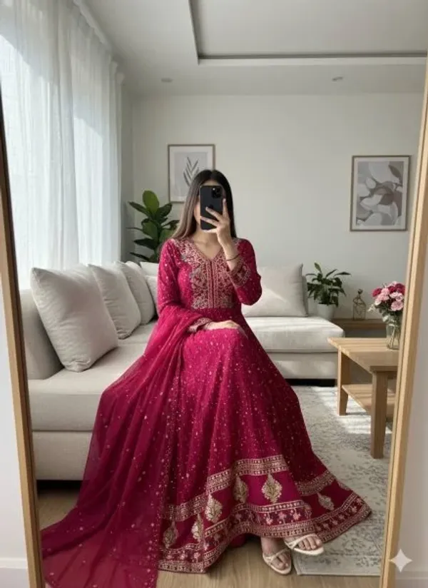 Pink_Georgette_Anarkali_Gown_Set_with_3mm_Sequin_Embroidery_