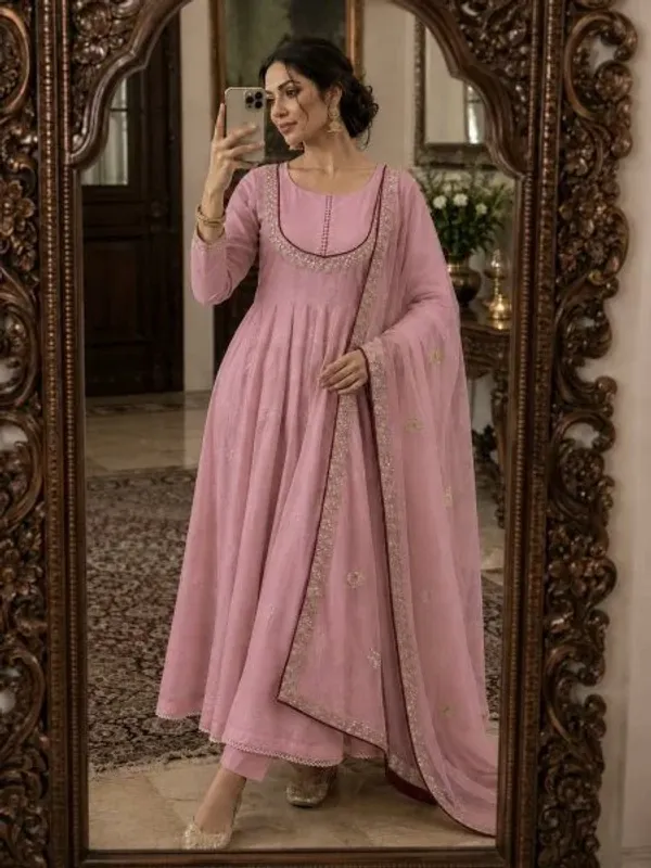 Pink_Roman_Cotton_Anarkali_Suit_with_Organza_Embroidered_Dupatta_