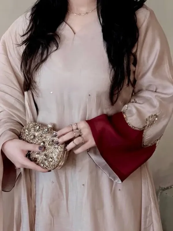 Polished_Cream_Designer_Satin_Rayon_Kaftan_Bottom_Dupatta_
