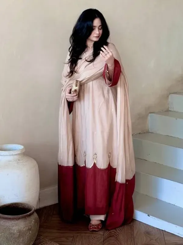 Polished_Cream_Designer_Satin_Rayon_Kaftan_Bottom_Dupatta_