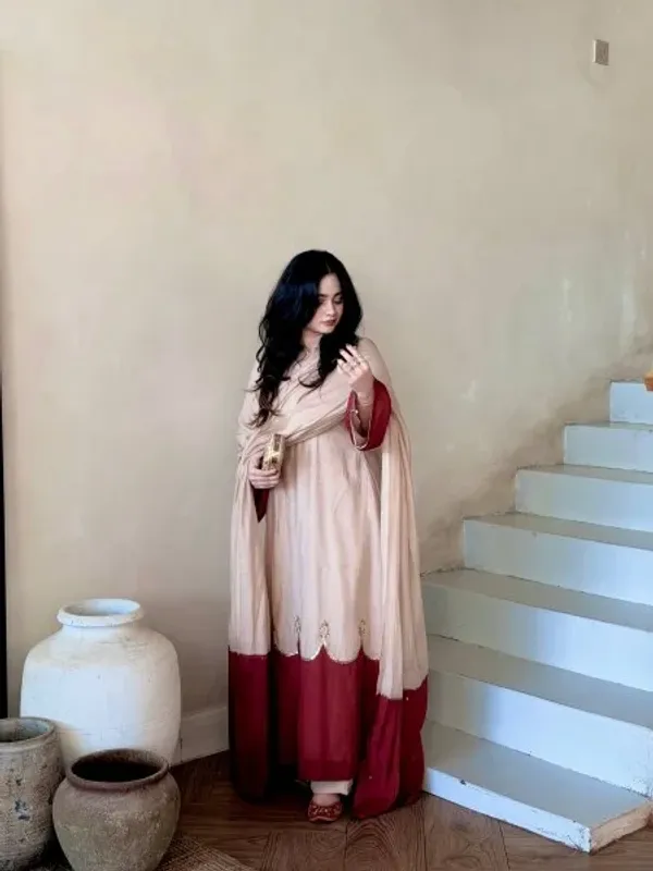 Polished_Cream_Designer_Satin_Rayon_Kaftan_Bottom_Dupatta_