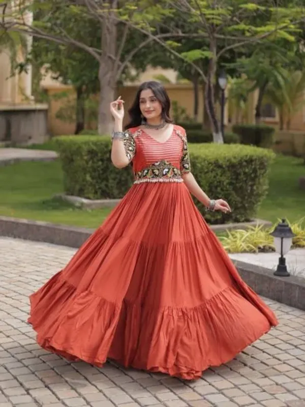 Rust_Marina_Silk_Embroidered_Kurti_with_Matching_Pant_and_Maslin_Dupatta