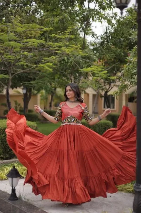 Rust_Marina_Silk_Embroidered_Kurti_with_Matching_Pant_and_Maslin_Dupatta