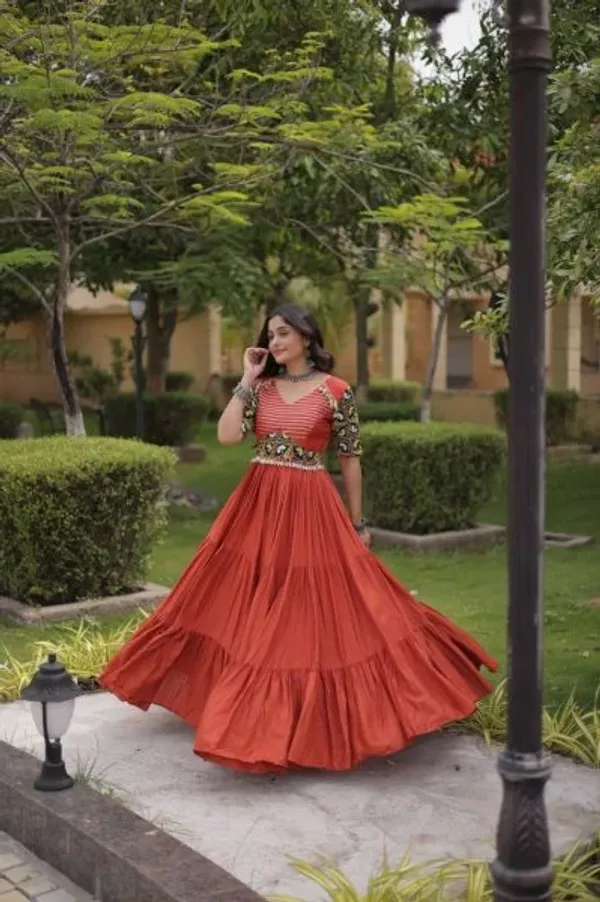 Rust_Marina_Silk_Embroidered_Kurti_with_Matching_Pant_and_Maslin_Dupatta