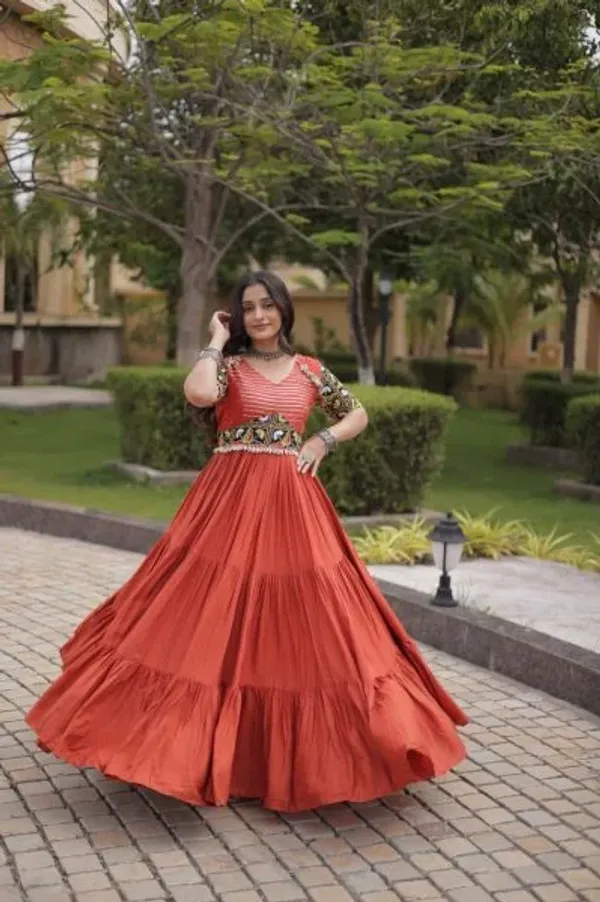 Rust_Marina_Silk_Embroidered_Kurti_with_Matching_Pant_and_Maslin_Dupatta
