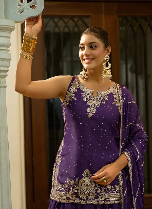 Georgette_Embroidered_Indo_Western