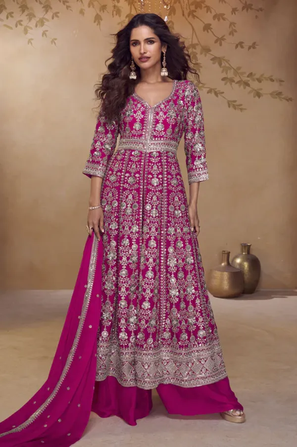 Pink_Readymade_Embroidered_Chinon_Palazzo_Suit