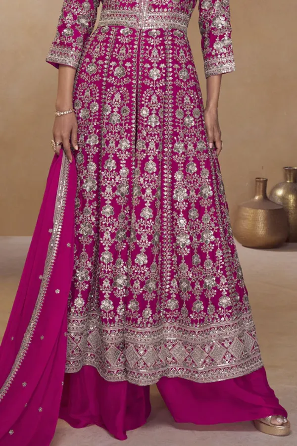 Pink_Readymade_Embroidered_Chinon_Palazzo_Suit