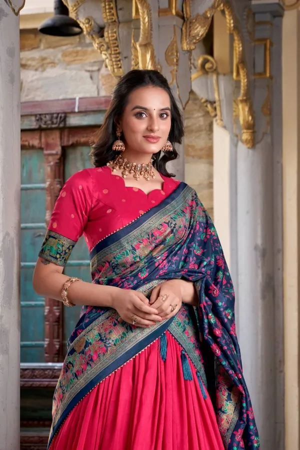 Tussar_Silk_Printed_Foil_Work_Designer_Lehenga_Choli