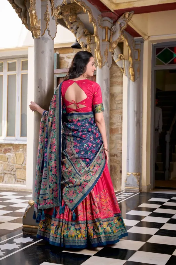 Tussar_Silk_Printed_Foil_Work_Designer_Lehenga_Choli