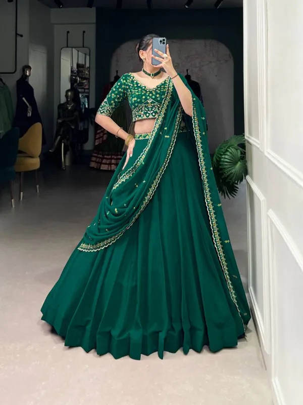 Georgette_Thread_Embroidery_Worked_Designer_Lehenga