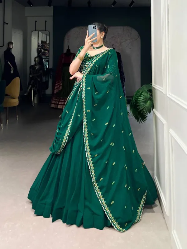 Georgette_Thread_Embroidery_Worked_Designer_Lehenga