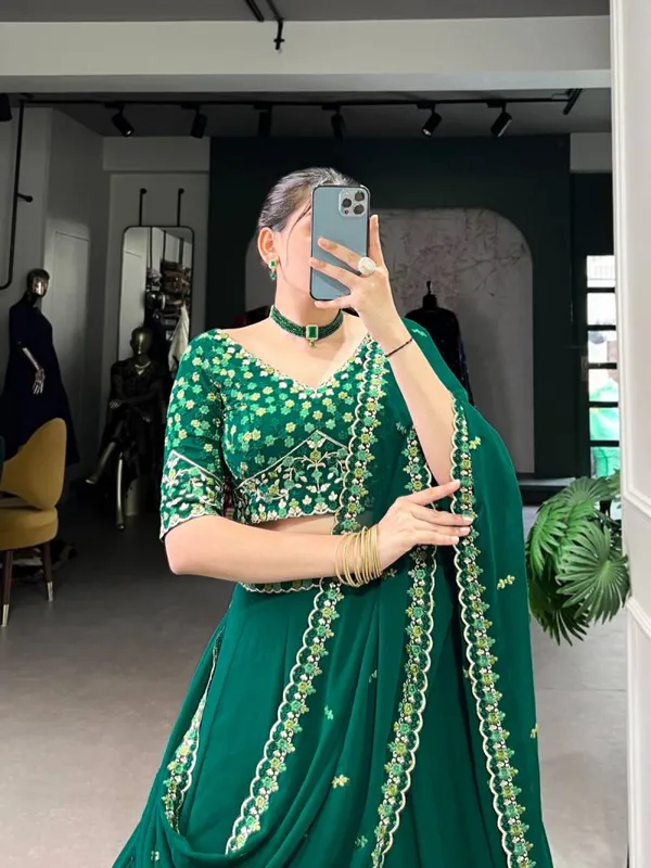 Georgette_Thread_Embroidery_Worked_Designer_Lehenga