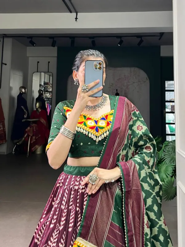 Tussar_Silk_With_Gamthi_Work_Lehenga