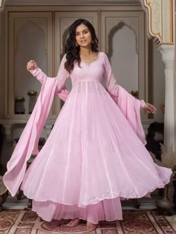Unbeatable_Baby_Pink_Georgette_Hand_Work_Anarkali_Suits_With_Palazzo_For_Wholesale_Anarkali_Kurti_Set