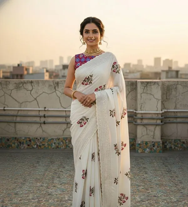 Vichitra_Embroidery_Thread_Worked_Beautiful_Saree