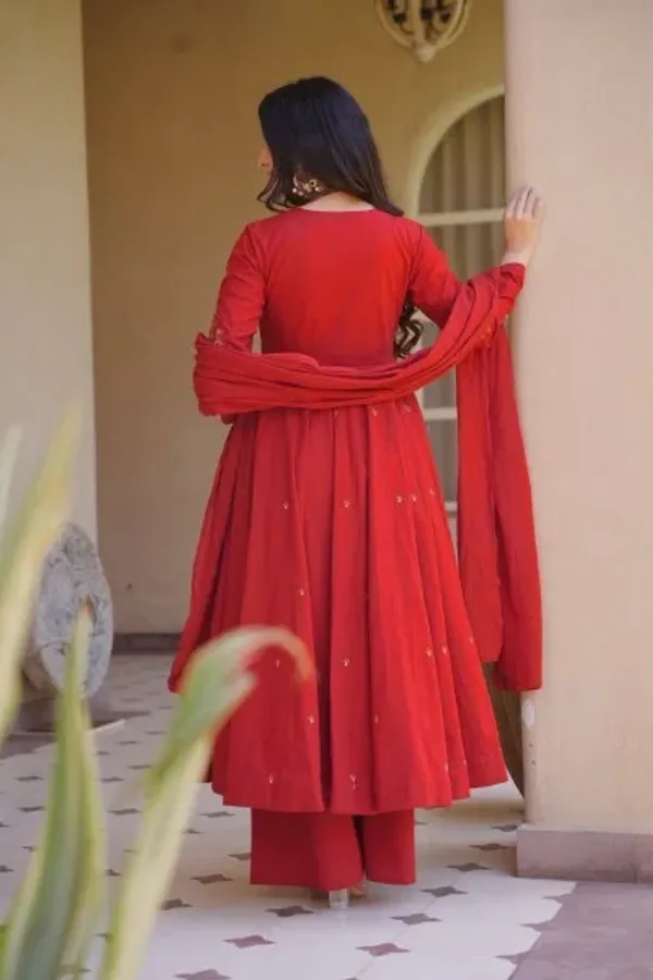 Women_s_Red_Heavy_Embroidered_Roman_Silk_Anarkali_Dress_with_Palazzo_For_Party