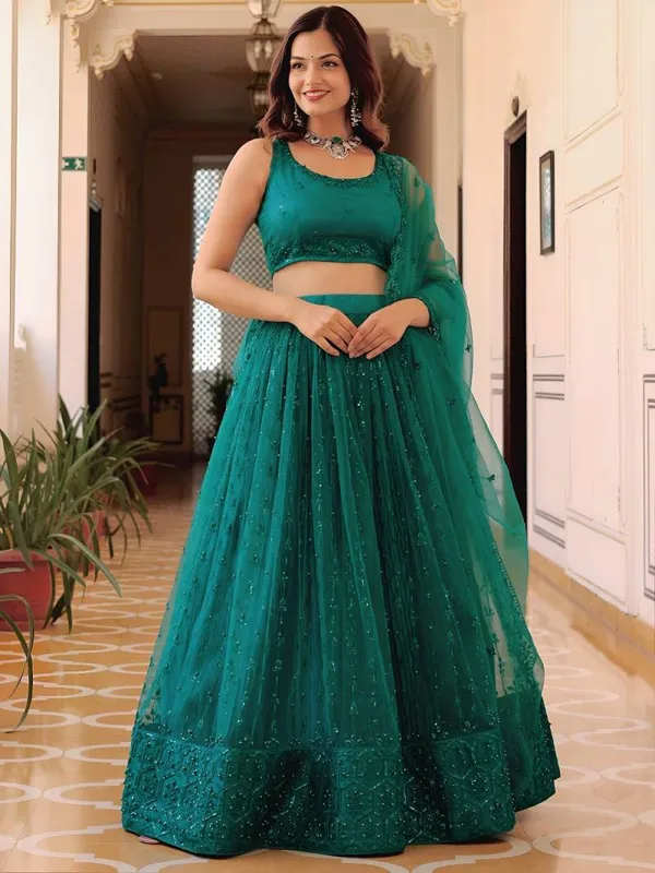 Teal_Designer_Net_Embroidered_Lehenga