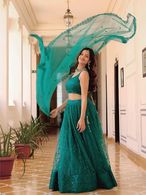 Teal_Designer_Net_Embroidered_Lehenga