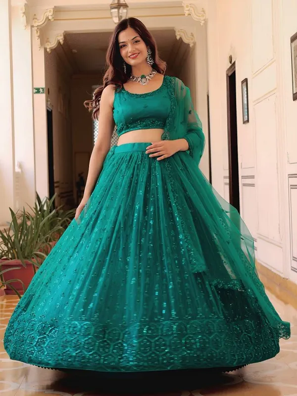 Teal_Designer_Net_Embroidered_Lehenga