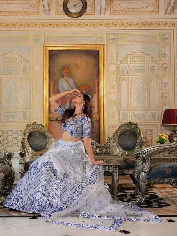 White_Designer_Satin_Embroidered_Lehenga