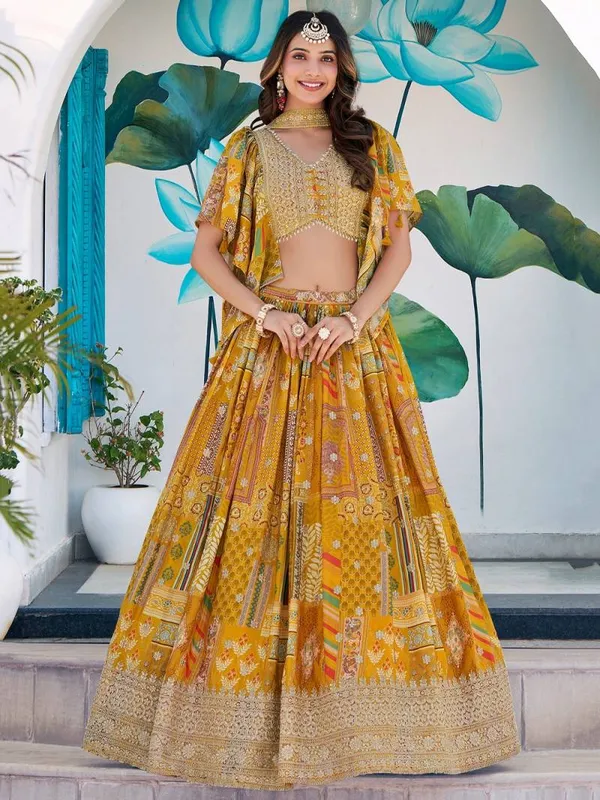 Yellow_Designer_Chinon_Embroidered_Lehenga