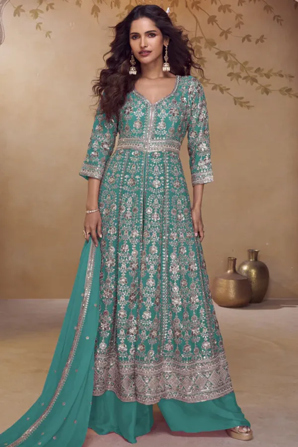 Green_Readymade_Embroidered_Chinon_Palazzo_Suit