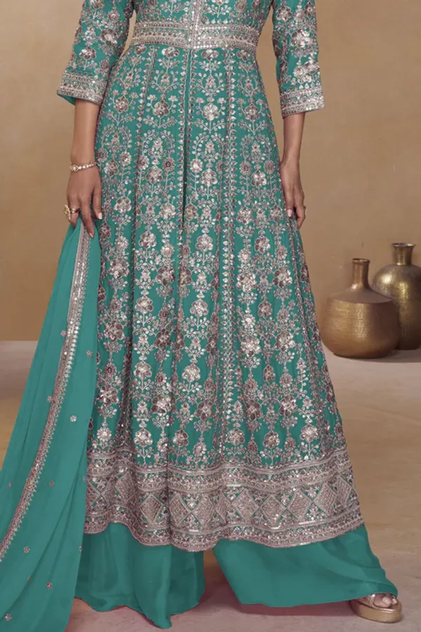 Green_Readymade_Embroidered_Chinon_Palazzo_Suit
