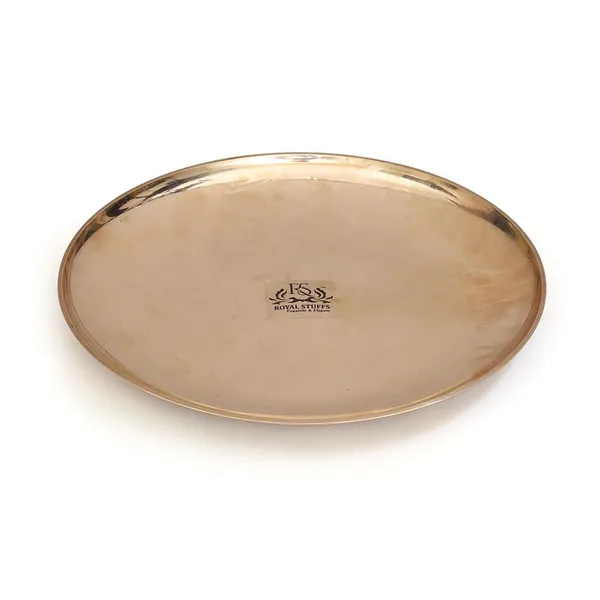 10.5_Inch_Pure_Bronze_Kansa_Plate_For_Dining_Serving_&_Gifting