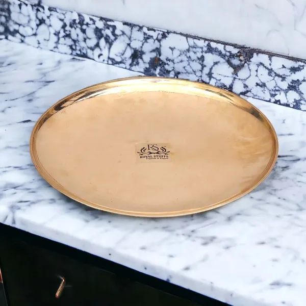 10.5_Inch_Pure_Bronze_Kansa_Plate_For_Dining_Serving_&_Gifting