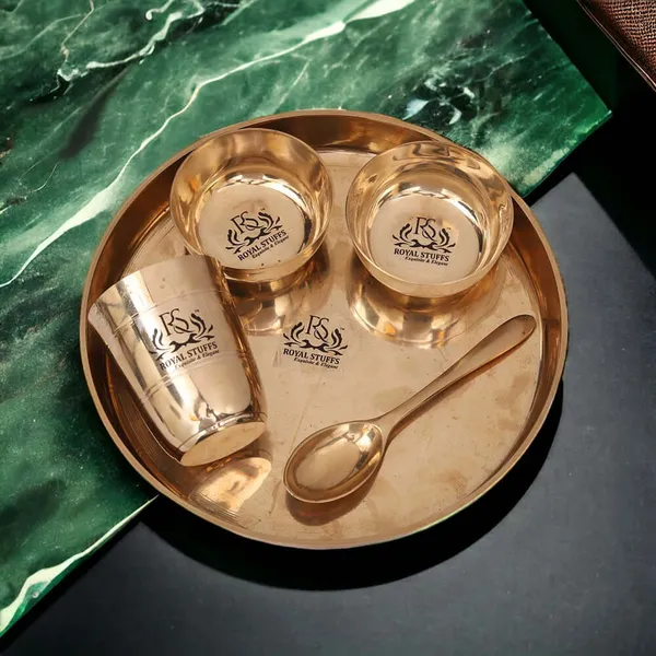 10_Inch_Kansa_Bronze_Bhojan/Dinner/Thali_5_Items