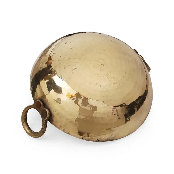 1250Ml_Heavy_Handmade_Brass_Kadhai_With_Lid_Tin/Kalai_Coating