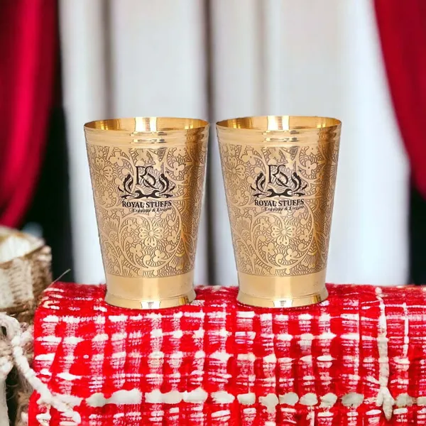 2_Brass_Water_Glass_Water_Glass_With_Embossed_Design_Drinkware_&_Serveware_(300_Ml)