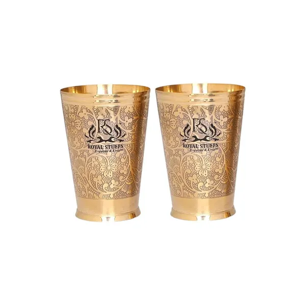 2_Brass_Water_Glass_Water_Glass_With_Embossed_Design_Drinkware_&_Serveware_(300_Ml)