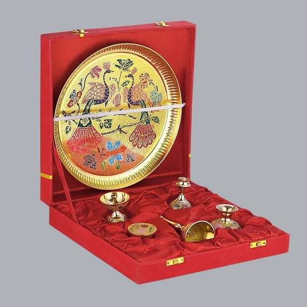 Brass_Peacock_Pooja_Thali_Set_With_Velvet_Box