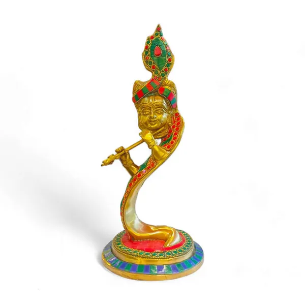Brass_Antique_Finish_With_Melamine_Stone_Work_Hawaã¯_Krishna_Ji_Murlidhar_13_Inch_Height_2.7_Kg_Weight