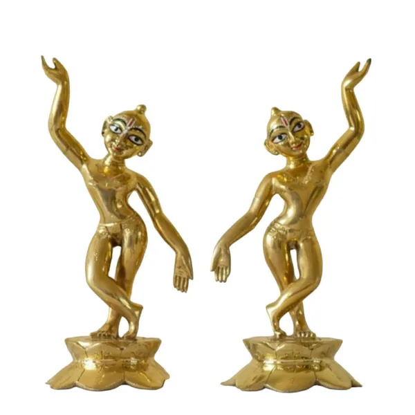Brass_Gaura_Nitai_Deities_8"_One_Hand_Up_And_One_Down_Lotus_BaseWeight2500_Gram