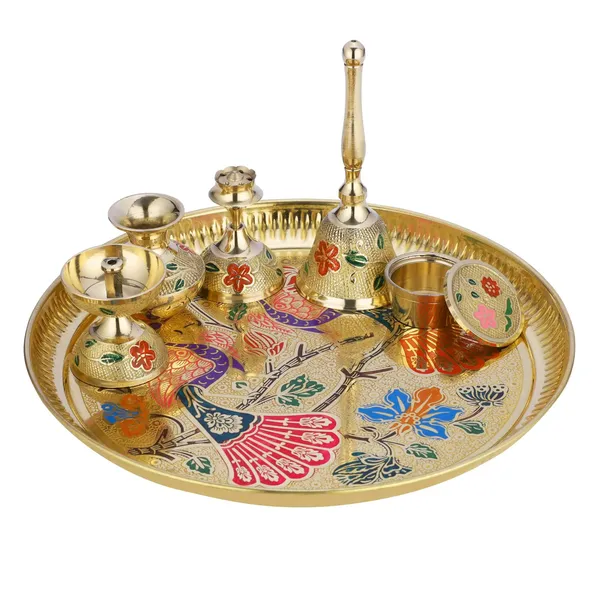 Brass_Peacock_Pooja_Thali_Set_With_Velvet_Box