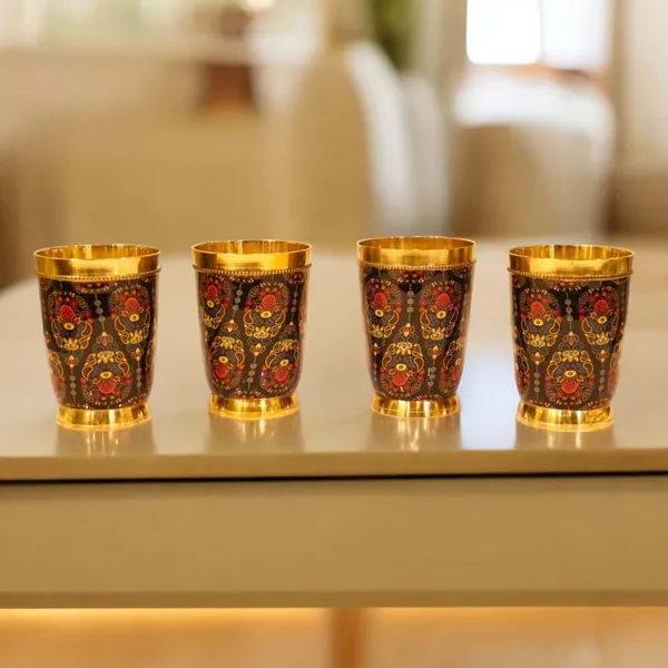 Colorful_Enamel_Finish_Brass_Glass_Set_Set_Of_4