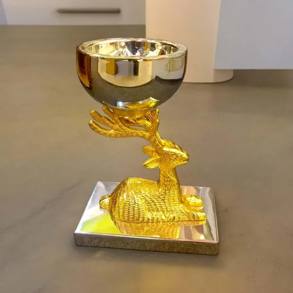Deer_Decorative_Bowl_Showpiece_Figurine_(Golden_Silver)_8.5_Inch