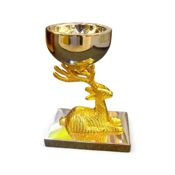 Deer_Decorative_Bowl_Showpiece_Figurine_(Golden_Silver)_8.5_Inch