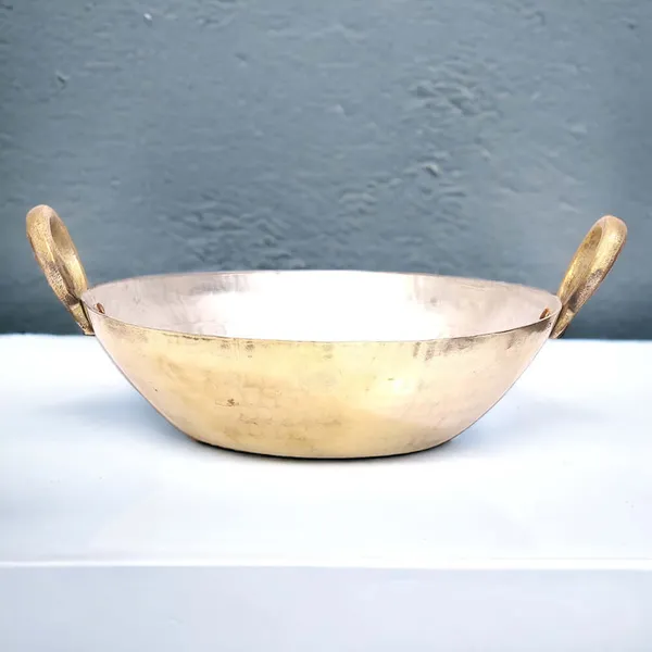 3000Ml_Flat_Base_Handmade_Brass_Kadhai_Tin/Kalai_Coating