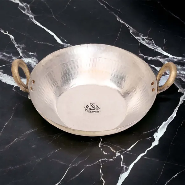 3000Ml_Flat_Base_Handmade_Brass_Kadhai_Tin/Kalai_Coating