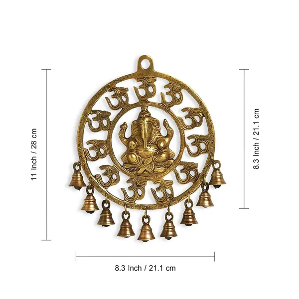 Decorative_Pure_Brass_Om_Ganesha_Wall_Hanging_With_Bells