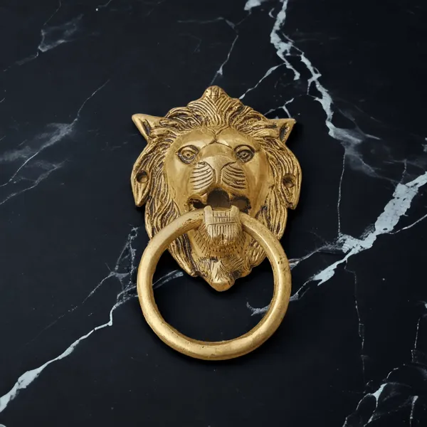 Gold_Finish_Lion_Door_Knocker_Brass_Narsimha