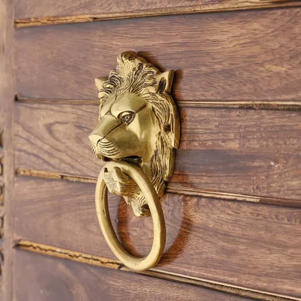 Gold_Finish_Lion_Door_Knocker_Brass_Narsimha