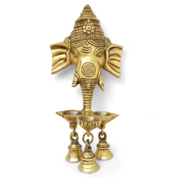 Lord_Ganesha_Face_Three_Wicks_Oil_Hanging_Lamp_With_3_Bells