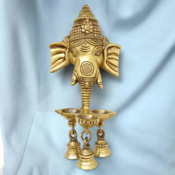 Lord_Ganesha_Face_Three_Wicks_Oil_Hanging_Lamp_With_3_Bells